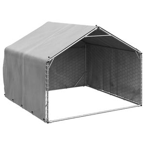 vidaXL Canil para c&atilde;es ao ar livre com cobertura 2x2x1,5 m A&ccedil;o galvanizado