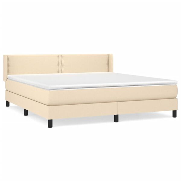 vidaXL Cama com molas/colch&atilde;o 160x200 cm tecido cor creme