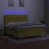 vidaXL Cama box spring c/ colch&atilde;o e LED 160x200 cm tecido verde