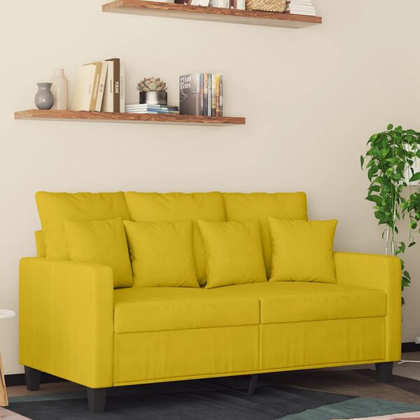 vidaXL Sof&aacute; de 2 lugares veludo 120 cm amarelo