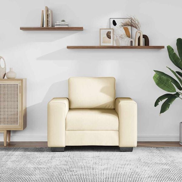vidaXL Poltrona 100x77x82 cm tecido corduroy creme