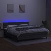 vidaXL Cama box spring c/ colch&atilde;o e LED 160x200 cm tecido cinza-escuro