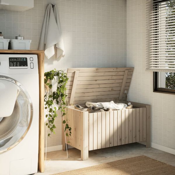 vidaXL Caixa de arruma&ccedil;&atilde;o com tampa RANA 100x49x54 cm pinho maci&ccedil;o