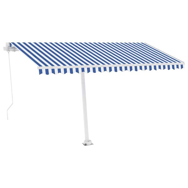 vidaXL Toldo retr&aacute;til manual independente 400x350 cm azul e branco