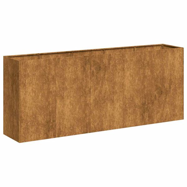 vidaXL Floreira enferrujada 200x40x80 cm aço resistente