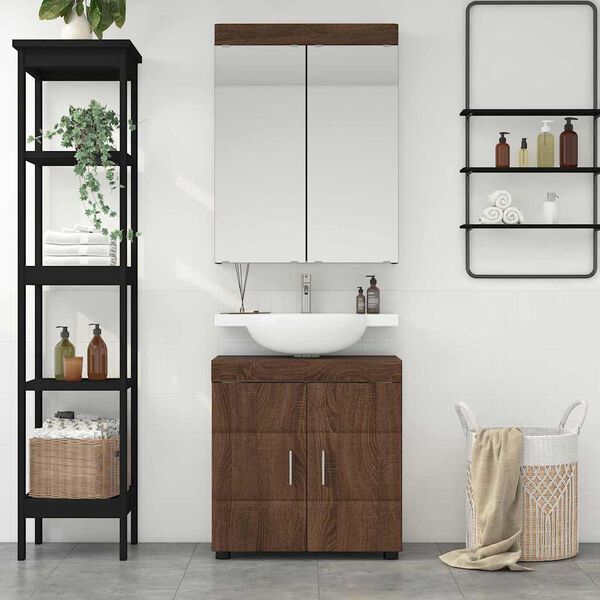 vidaXL Conjunto de M&oacute;veis para Banheiro TULUM Carvalho Marrom