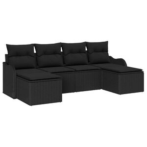 vidaXL Conjunto de Sof&aacute; de Jardim 6 unid. Preto vime PE