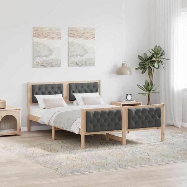 vidaXL Estrutura da Cama com cabeceira Cinza Escuro 140 x 190 cm