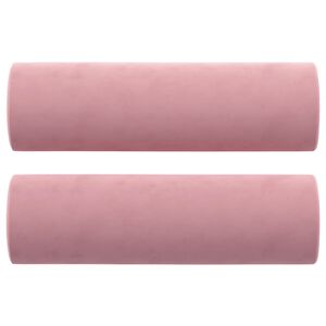 vidaXL Almofadas decorativas 2 pcs &Oslash;15x50 cm veludo rosa