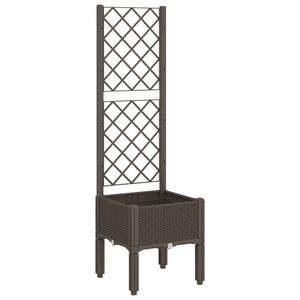 vidaXL Vaso/floreira de jardim c/ treli&ccedil;a 40x40x142 cm PP castanho