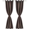 Cortinas opacas com an&eacute;is met&aacute;licos, castanho, 2 pcs,135 x 245 cm