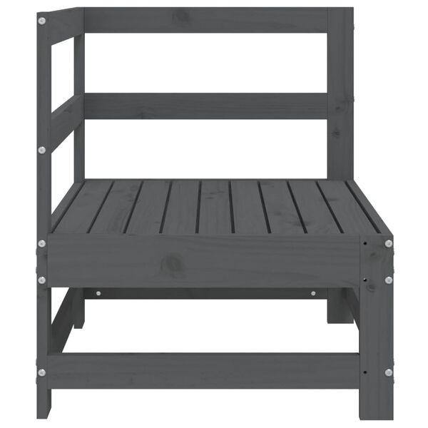 vidaXL Sofá de canto para jardim madeira de pinho maciça cinzento