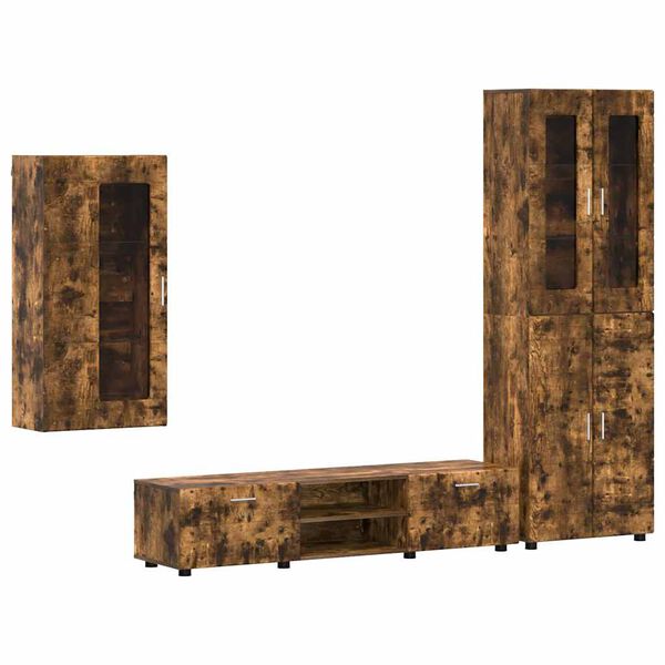 vidaXL Conjunto de m&oacute;vel de TV Carvalho Defumado Madeira processada