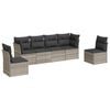 vidaXL 6 pcs conj. sof&aacute;s jardim com almofad&otilde;es vime PE cinzento-claro