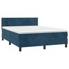 vidaXL Cama box spring c/ colch&atilde;o/LED 140x200 cm veludo azul-escuro