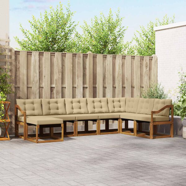 vidaXL Conjunto de Sof&aacute;s para Exterior 8 pcs Natural e Bege