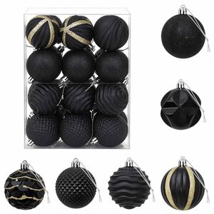 vidaXL Conjunto de Bolas de Natal 36 unid. Preto 6 cm Poliestireno