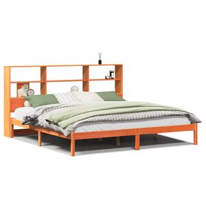 vidaXL Cama com estante sem colch&atilde;o 180x200 cm pinho maci&ccedil;o