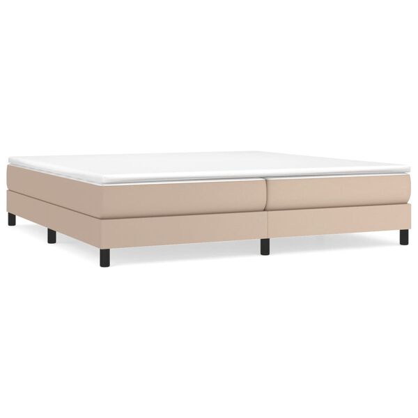vidaXL Cama com molas/colch&atilde;o 200x200 cm couro artificial cappuccino