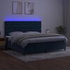 vidaXL Cama box spring c/ colch&atilde;o/LED 200x200 cm veludo azul-escuro