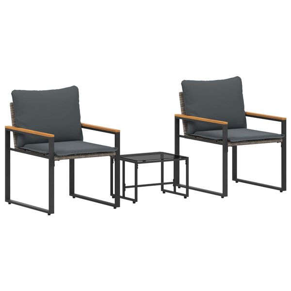 vidaXL Conjuntos de m&oacute;veis 3 pcs Cinza e Cinza Escuro Vime