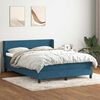 vidaXL Cama com molas/colch&atilde;o 160x220 cm veludo azul-escuro