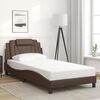 vidaXL Estrutura de cama Viana sem colch&atilde;o 100x200cm couro artificial castanho