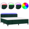 vidaXL Cama box spring c/ colch&atilde;o/LED 180x200 cm veludo verde-escuro