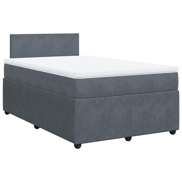 vidaXL Cama boxspring com colch&atilde;o 120x200 cm veludo cinzento-escuro