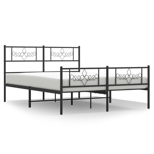vidaXL Estrutura de cama com cabeceira e p&eacute;s 140x200 cm metal preto