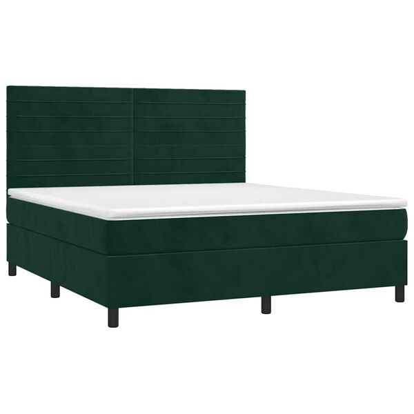 vidaXL Cama com molas/colch&atilde;o 160x200 cm veludo verde-escuro