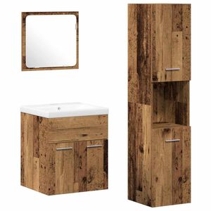 vidaXL Conjunto de M&oacute;veis para Banheiro com porta 4 pcs Madeira Antiga