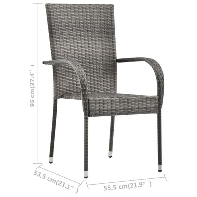 vidaXL Cadeiras de exterior empilháveis 6 pcs vime PE cinzento