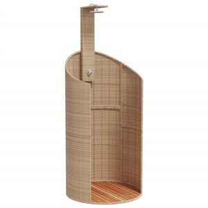 vidaXL Chuveiro exterior 100x100x241,5 cm vime PE/madeira ac&aacute;cia bege