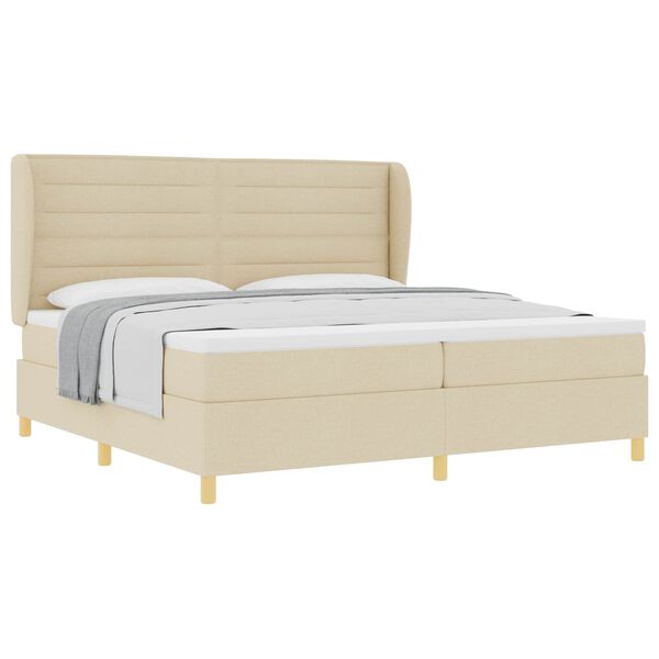 vidaXL Cama Box Springs com Colch&atilde;o Cinza Escuro 90x190 cm Creme