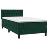 vidaXL Cama com molas/colch&atilde;o 90x190 cm veludo verde-escuro