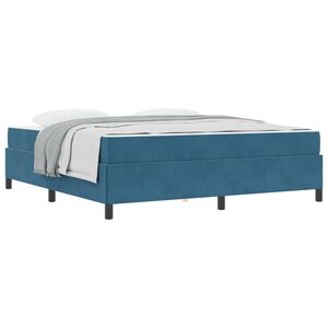 vidaXL Estrutura da Cama com colch&atilde;o Azul Escuro 180 x 200 cm tecido