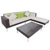 vidaXL 4 pcs conjunto lounge jardim c/ almofad&otilde;es vime PE castanho