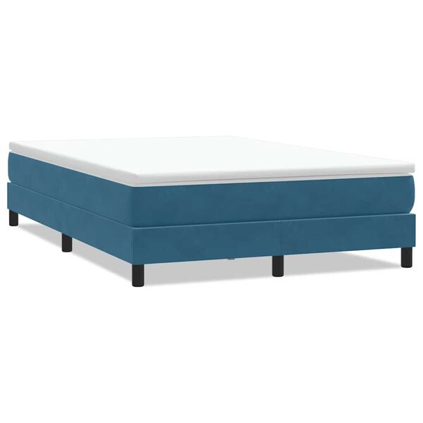 vidaXL Cama com molas sem colch&atilde;o 140x220 cm veludo azul-escuro