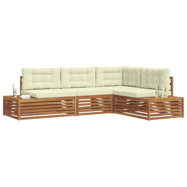 vidaXL Conjunto de Sof&aacute;s para Exterior 4 Pe&ccedil;a Natural e Creme