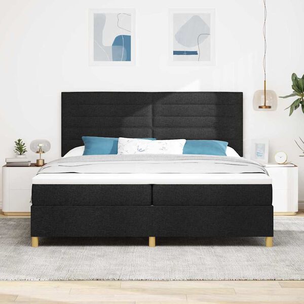vidaXL Cama Box Spring LED com colch&atilde;o Preto 200 x 200 cm tecido