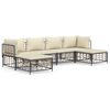 vidaXL 6 pcs conjunto lounge de jardim c/ almofad&otilde;es vime PE antracite
