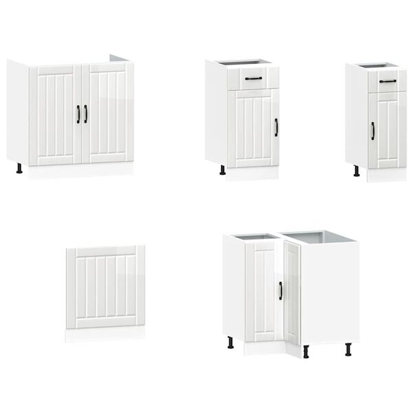 vidaXL 11 pe&ccedil;as arm&aacute;rio de cozinha conjunto Lucca brilho branco