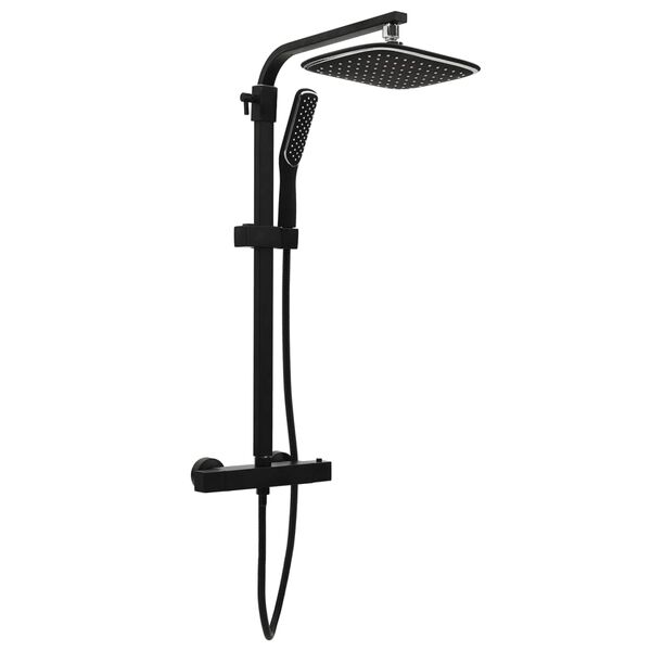 vidaXL Conjunto duche dois chuveiros com misturadora e mangueira preto