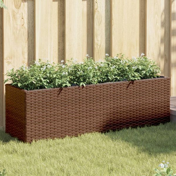 vidaXL Canteiro jardim com 3 vasos 2pcs 105x30x32 cm vime PE castanho