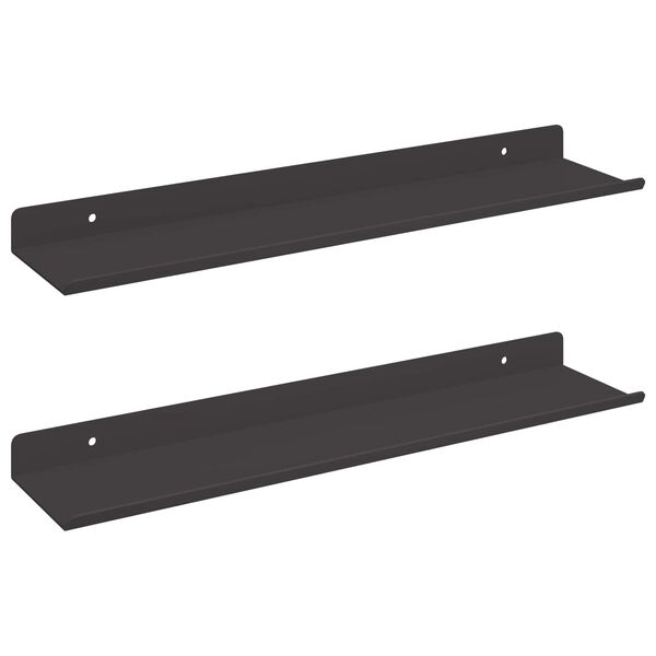 vidaXL Prateleira Flutuante 2 pcs Preto 40 x 8,5 x 2,5 cm A&ccedil;o