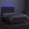vidaXL Cama box spring colch&atilde;o/LED 140x190cm tecido cinza-acastanhado