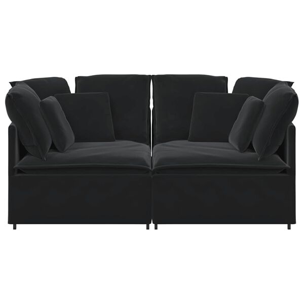 vidaXL Sof&aacute; modular com almofadas veludo preto