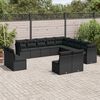 vidaXL 13 pcs conjunto de sof&aacute;s de jardim com almofad&otilde;es vime PE preto
