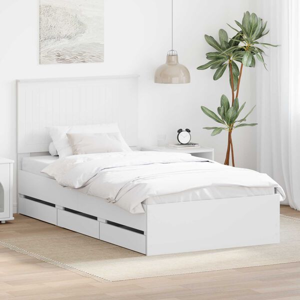 vidaXL Estrutura da Cama Branco 100 x 200 cm Madeira de Engenharia